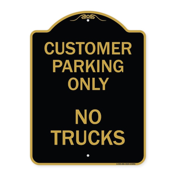 Signmission Reserved Parking Sign Customer Parking No Trucks, Black & Gold Alum Sign, 18" x 24", BG-1824-23051 A-DES-BG-1824-23051 - main